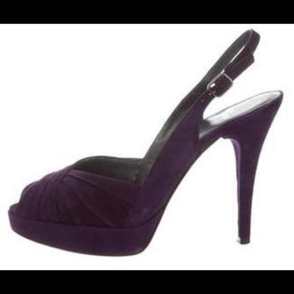 Stuart Weitzman Purple Suede Peeptoe Slingback